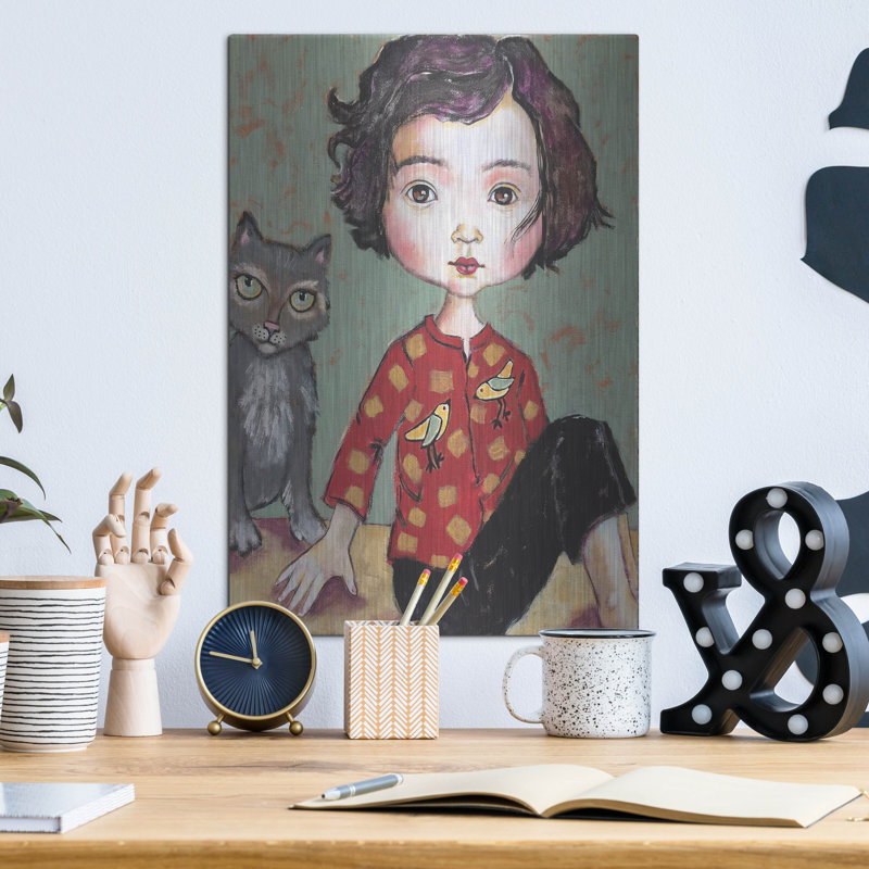 «Girl With Cat» par Holly Wojhan, H 16 po x l 12 po