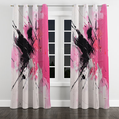 Andrielle - Rideau à œillets fuchsia - Rideau occultant à motif floral - 1 panneau