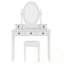 Bureau de coiffeuse avec miroir à angle réglable, tabouret rembourré et 5 tiroirs-1050409703