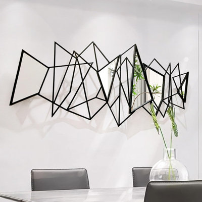 Miroir mural géométrique en métal 3D