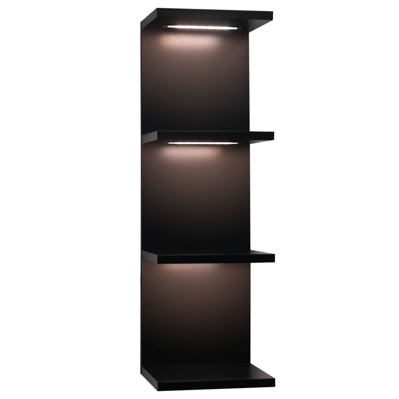 29.99''H 4-Tier Wall Shelf with LED Lights, Black