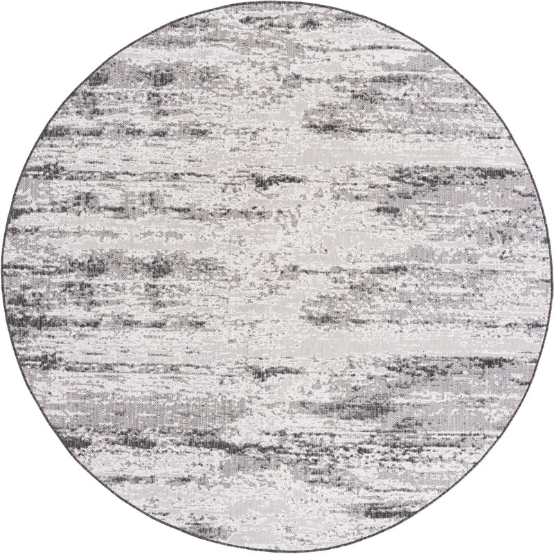 Noushin Charcoal Cartago Indoor/Outdoor Modern Rug, Round 10'