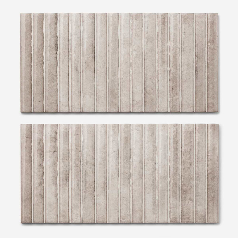 Curve Fluted 6X12 3D Glossy Ceramic Tile, Gray