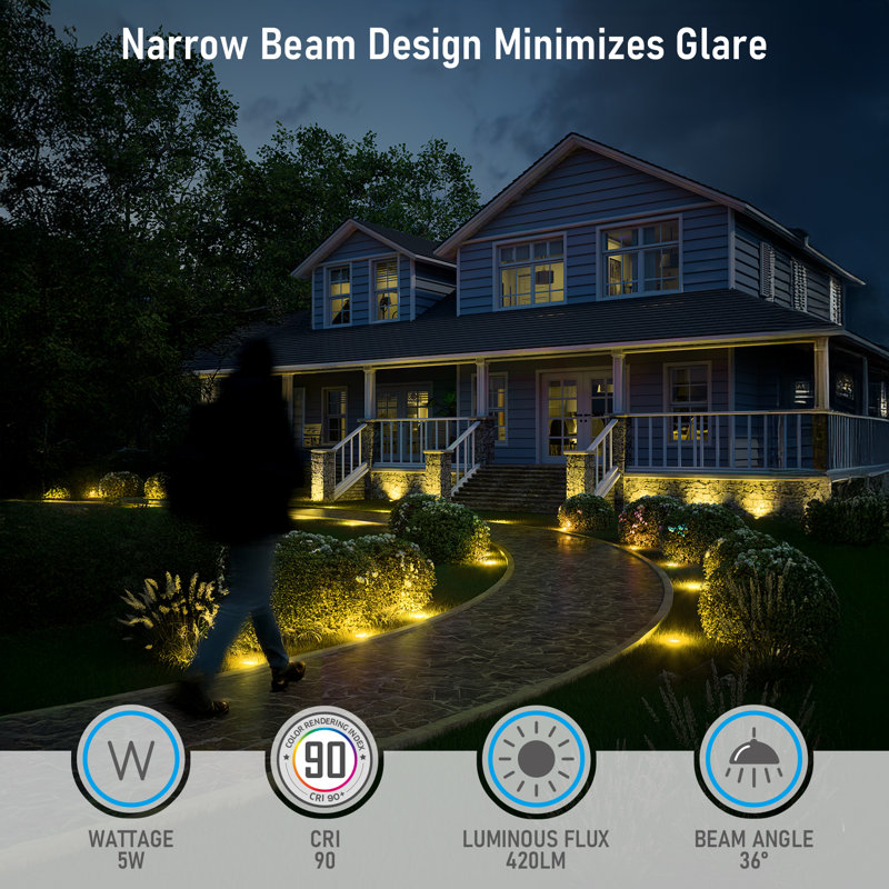 LED 5CCT Landscape Well light Low Voltage In-Ground Lawn Light, IP67 Waterproof, Black