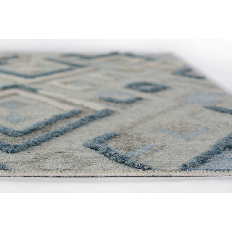 Handmade Moroccan Berber Inspired Blue Wool 5' x 8' Area Rug