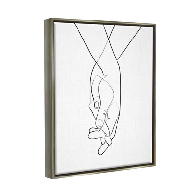 Mains entrelacées, geste romantique sur toile tendue par Ros Ruseva