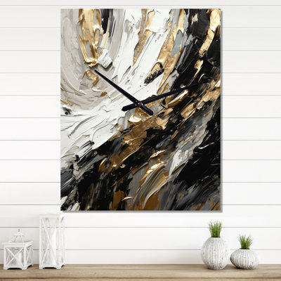 Golden Wave Reflections VI - Abstract Modern Wall Clock