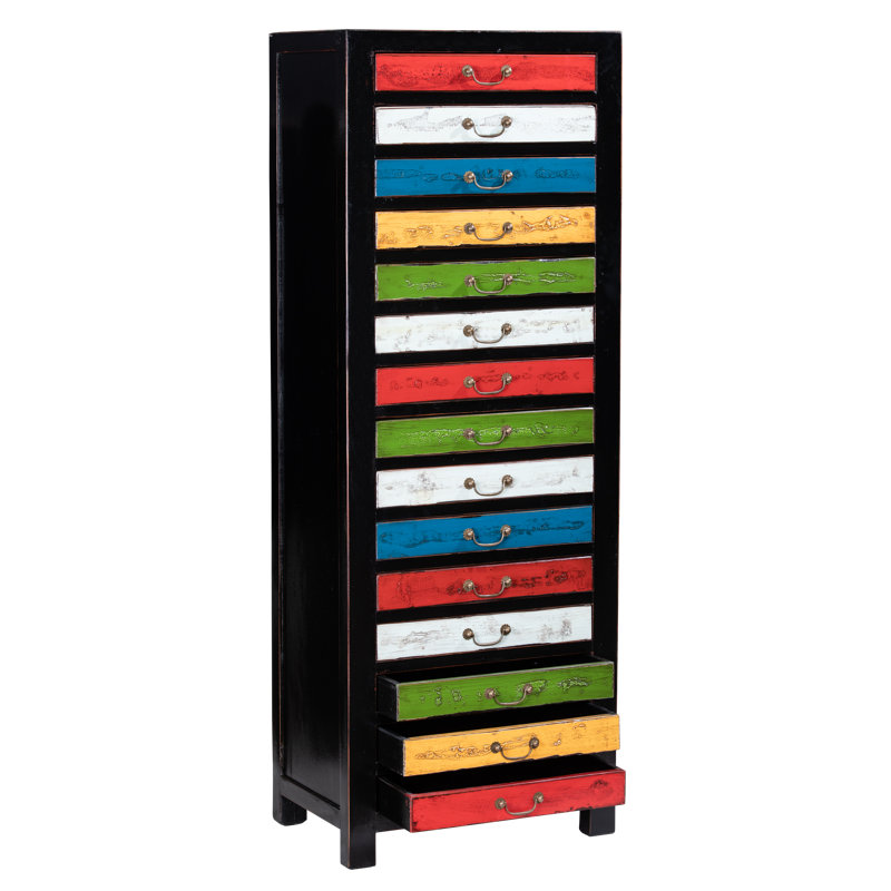 Mojica 60cm Wide 15 -Drawer Solid Wood File Cabinet