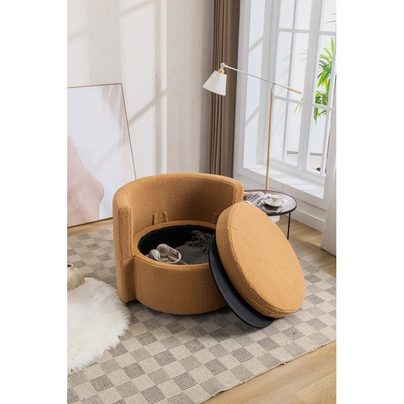 Fauteuil demi-tonneau pivotant avec rangement, Orange Teddy