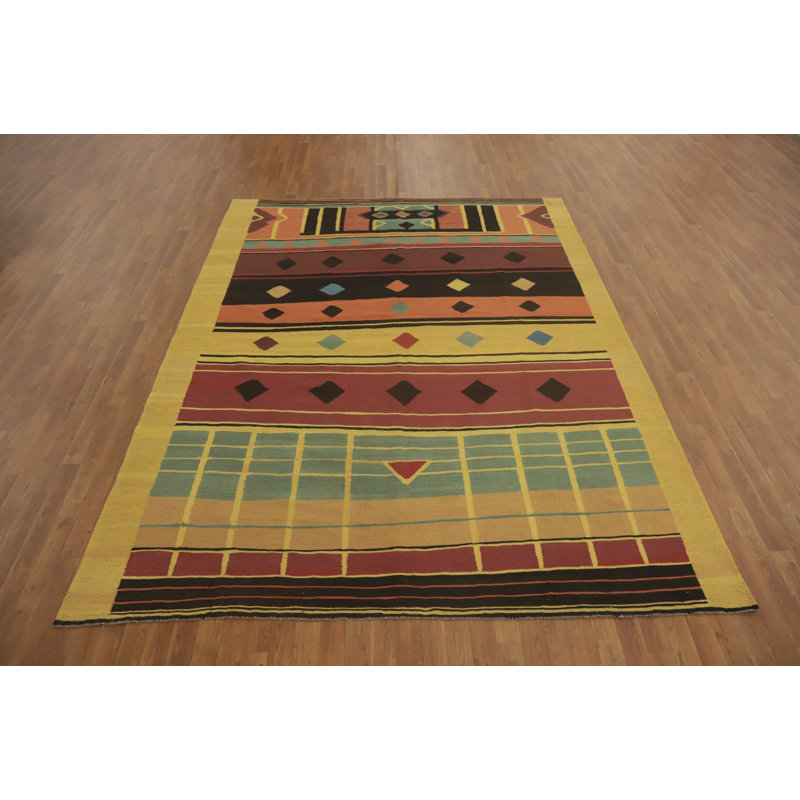 Tapis géométrique à motif oriental kilim 8 x 11