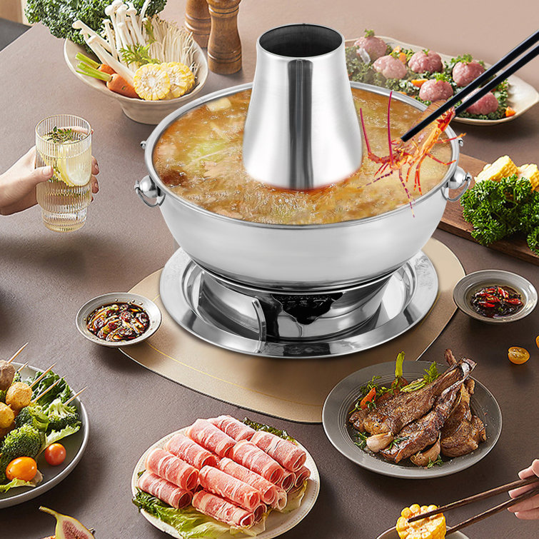 Hot Pot Stainless Steel Shabu Cooker with Dividers Cooking Saucepans  Without Cover Shabu Pot for Home Party Family Gathering pot