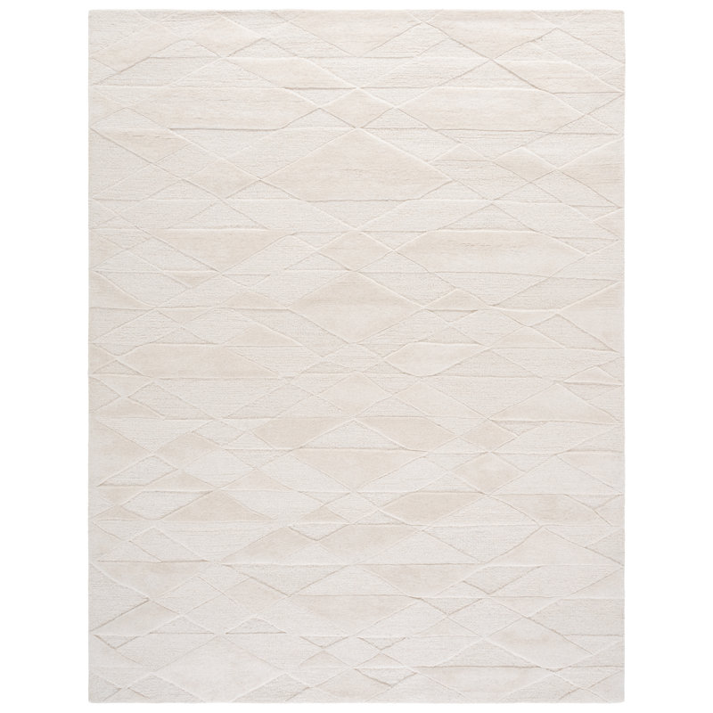 Rodeo Drive Hand Tufted Wool/Cotton Solid Color Rug in Ivory, Rectangle 8' x 10'