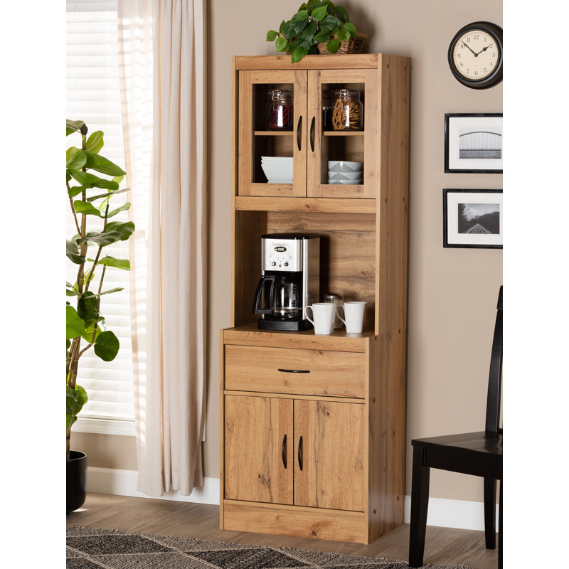 Laurana Oak Brown 71'' Kitchen Pantry Cabinet with Hutch