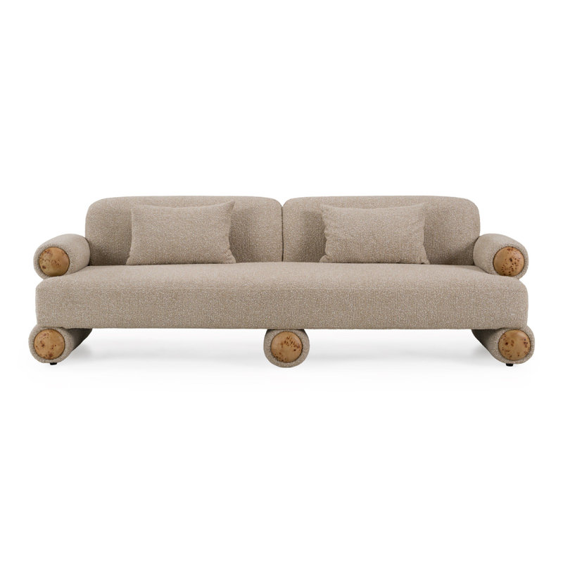 Ranlo - Canapé beige moderne en tissu beige et blanc