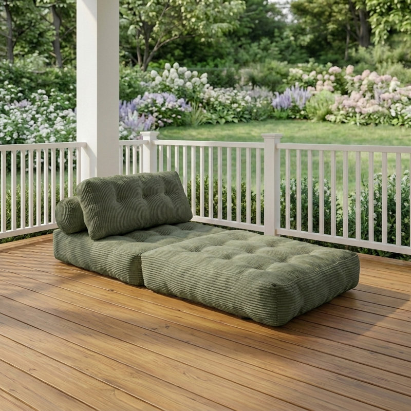 Canapé-lit pliant convertible avec coussin et dossier, support de plancher portatif pour salon, 34,7 po x 68,5 po, Vert