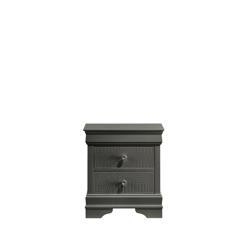 Table de chevet 2 tiroirs Mylhana, Gris