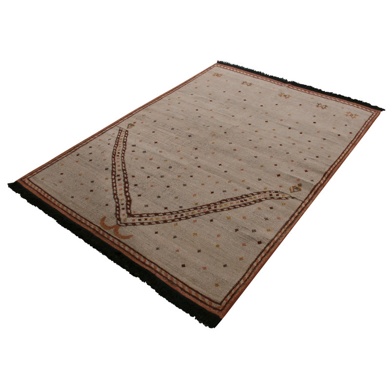 Burano Hand Knotted Wool Geometric Area Rug, Rectangle 6' x 9'