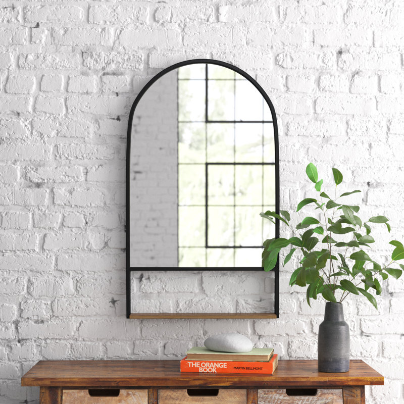 Alphonia Arch Wall Mirror with Shelves