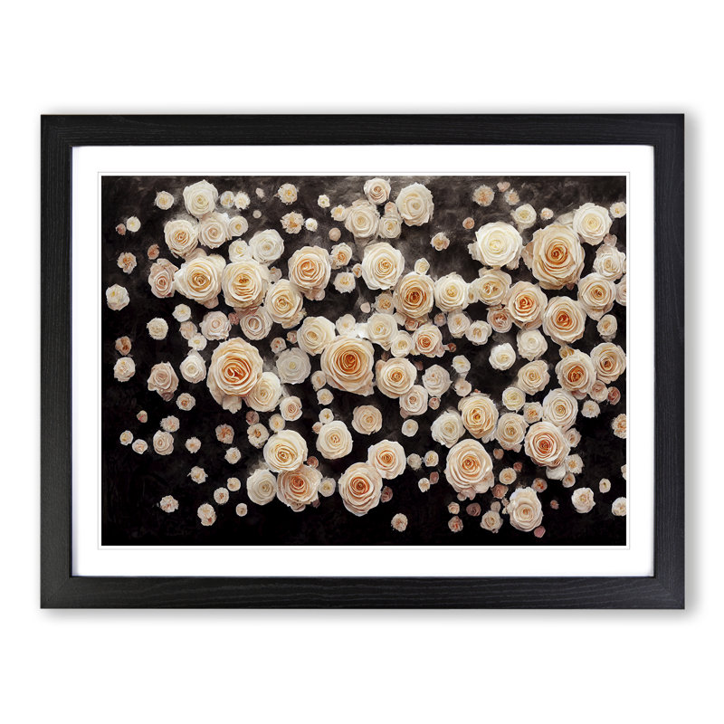 Beautiful Rose Flowers - Single Picture Frame Print, Black Frame, 46cm H x 64cm W x 2cm D