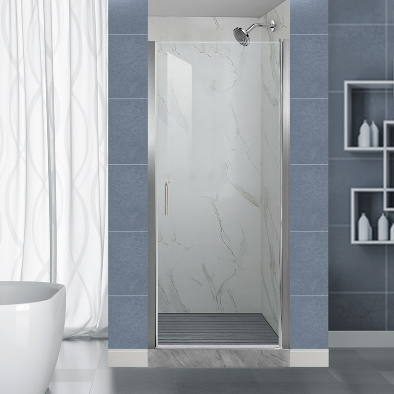 32-33.9 in. W x 72 in. H Pivot Swing Frameless Shower Door with Clear SGCC Tempered Glass, Chrome