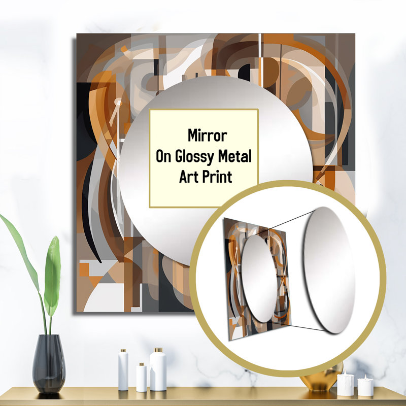 Meetu - miroir mural géométrique moderne pour salle de bain, 23 po x 23 po