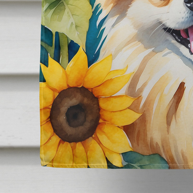 Drapeau de la maison du tournesol Malamute d'Alaska, Loulou de Poméranie