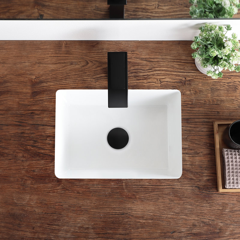 Undermount Bathroom Sink 15.7" X 11.7" Rectangular Undermount Sink Vitreous China with Overflow