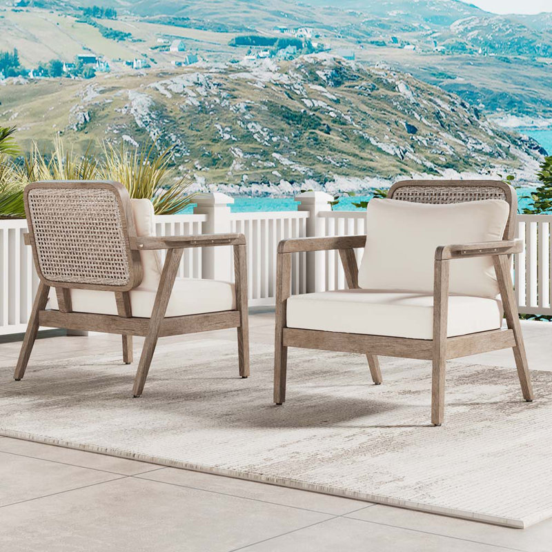 Outdoor Acacia Wood Patio Club Chair