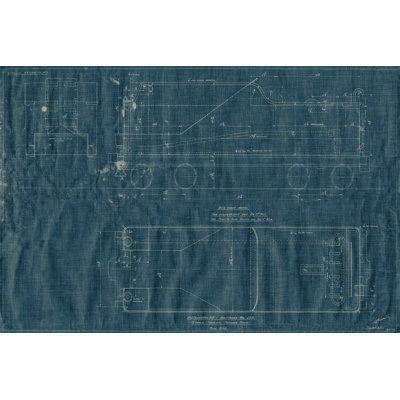 Train Blueprint III - Wrapped Canvas Print