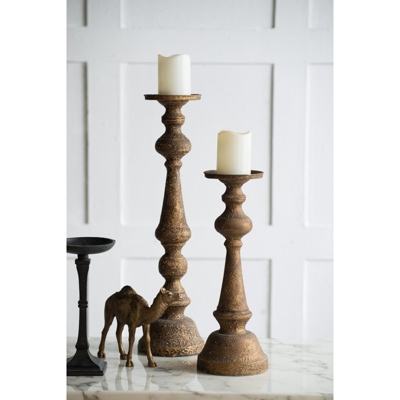 Grand chandelier en bois, Bronze vieilli, H 23,8 po x l 6 po x P 6 po