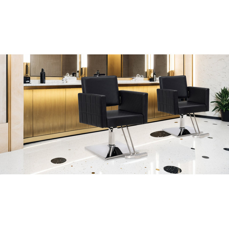 Fauteuil de barbier hydraulique en similicuir Spring Street, Noir