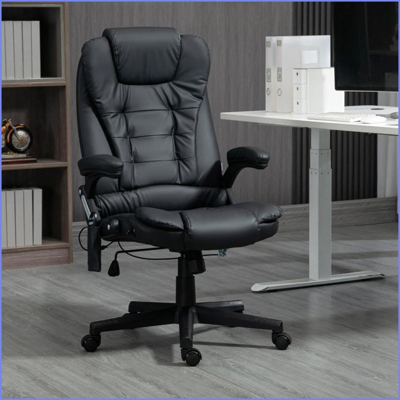 Fauteuil massant à 6 points de massage lombaire chauffant à 120 ° inclinable | Noir | Cuir PU
