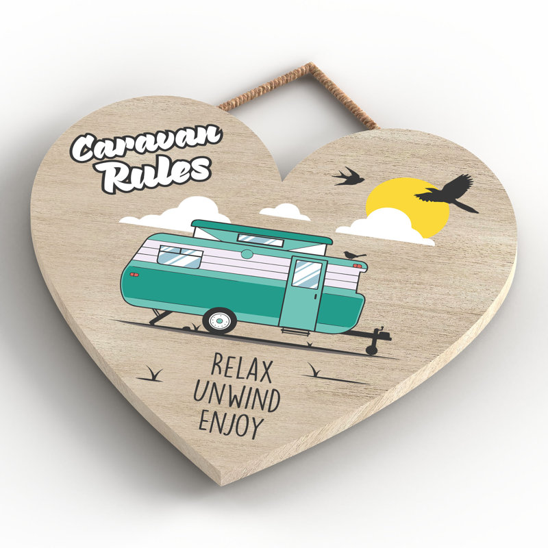 Caravan Rules Green - Print on MDF, 16cm H x 17cm W x 0.9cm D