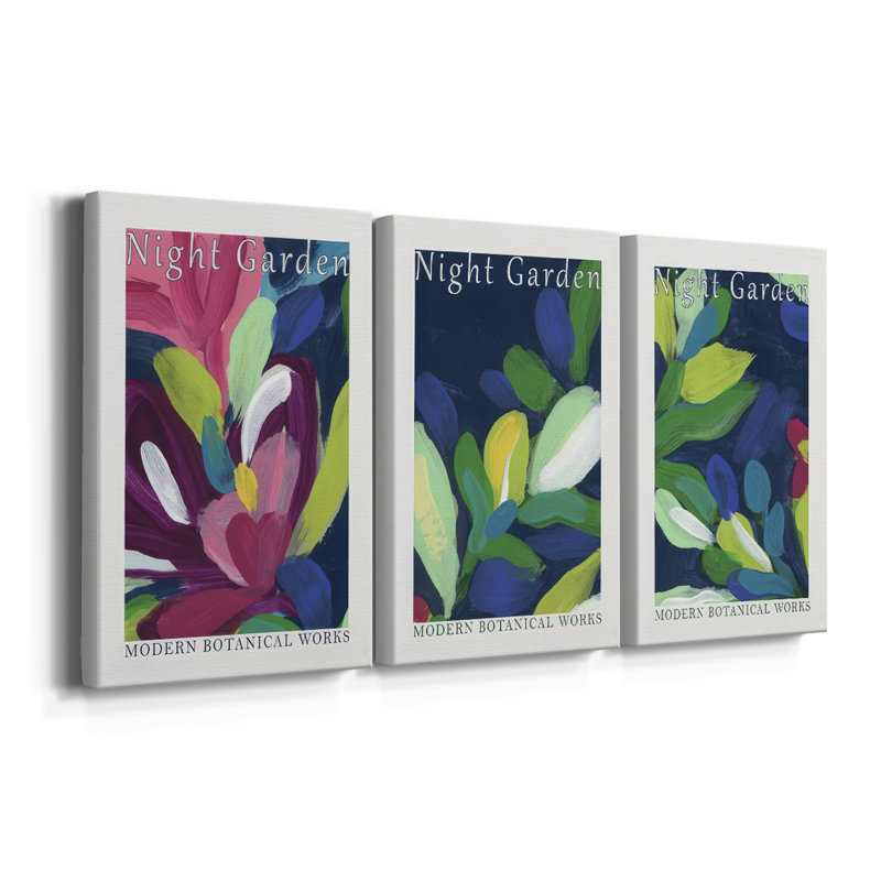 «Night Garden», exposition d'affiches sur toile tendue sur mesure - 3 pièces, H 36 po x l 72 po