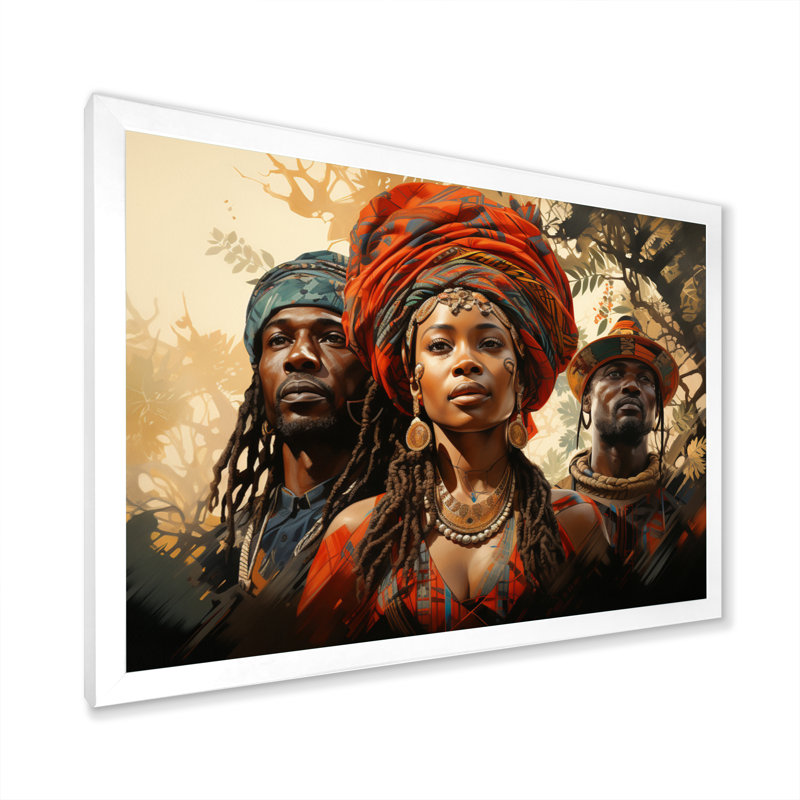 Couple africain résilient II - impression, H 30 po x l 40 po x P 1,5 po, Cadre simple blanc