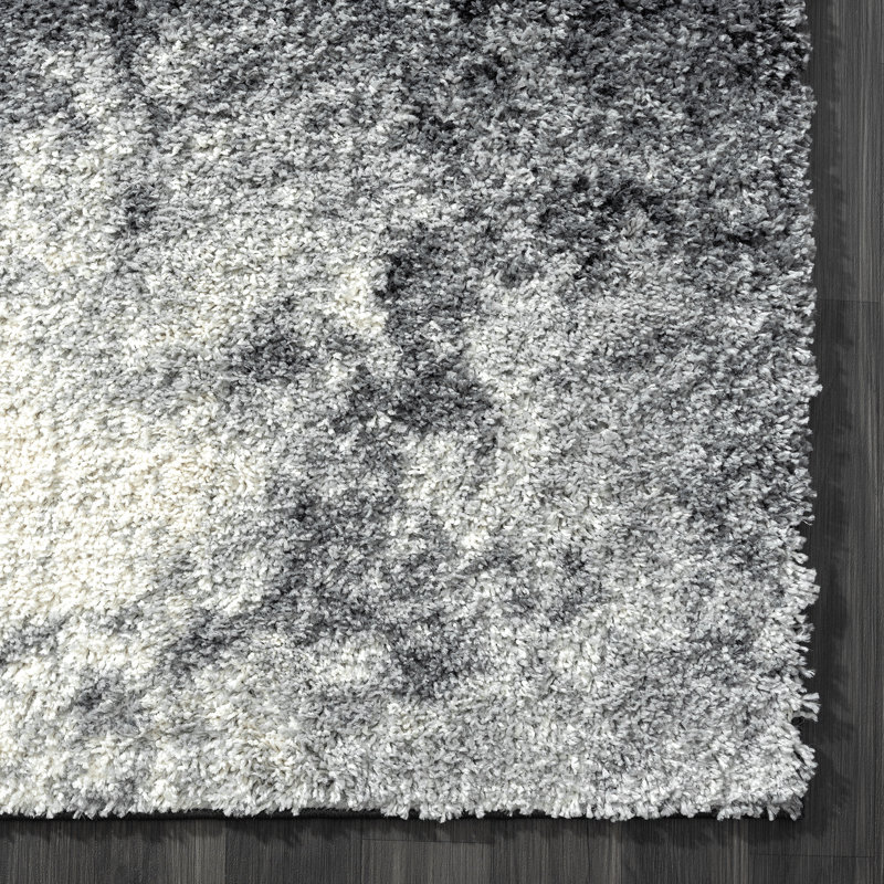 Tapis abstrait gris et ivoire, Rectangle 5 pi 3 po x 7 pi 6 po