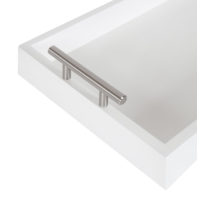 Norvan 24'' W Rectangular Decorative Tray, Silver