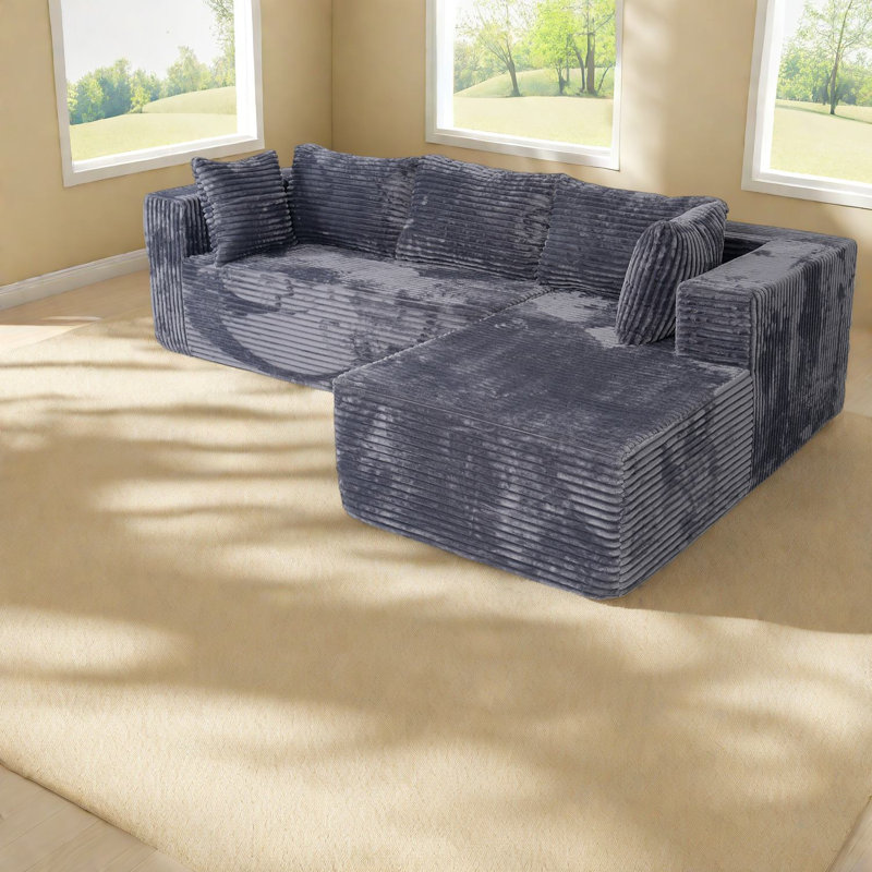 Compression Corduroy Sectionals 100 Inch Modern Modular Sofa For Home