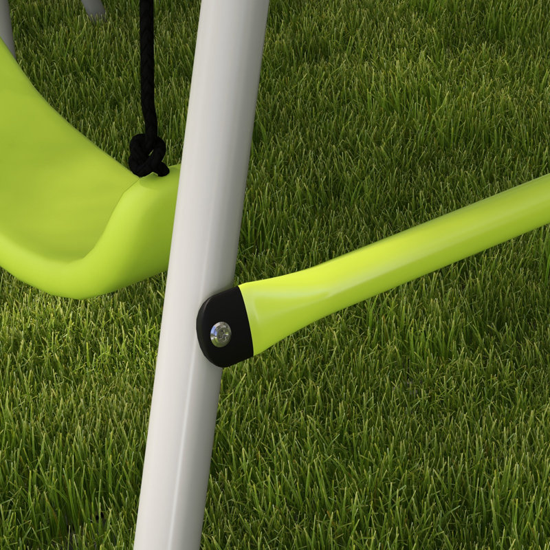 Portique à balançoire en métal robuste pour enfants - vert