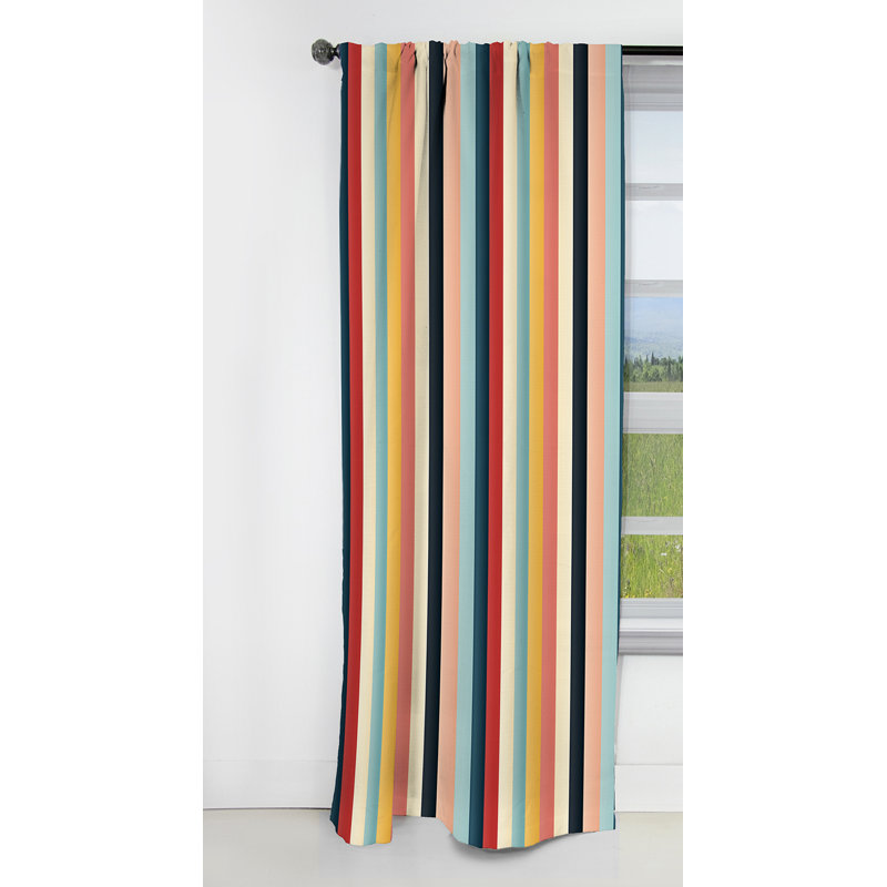 Motif rayé coloré nostalgie - Rideau à rayures - Rideau à rayures occultant - 1 panneaux, L 52 po x L 63 po
