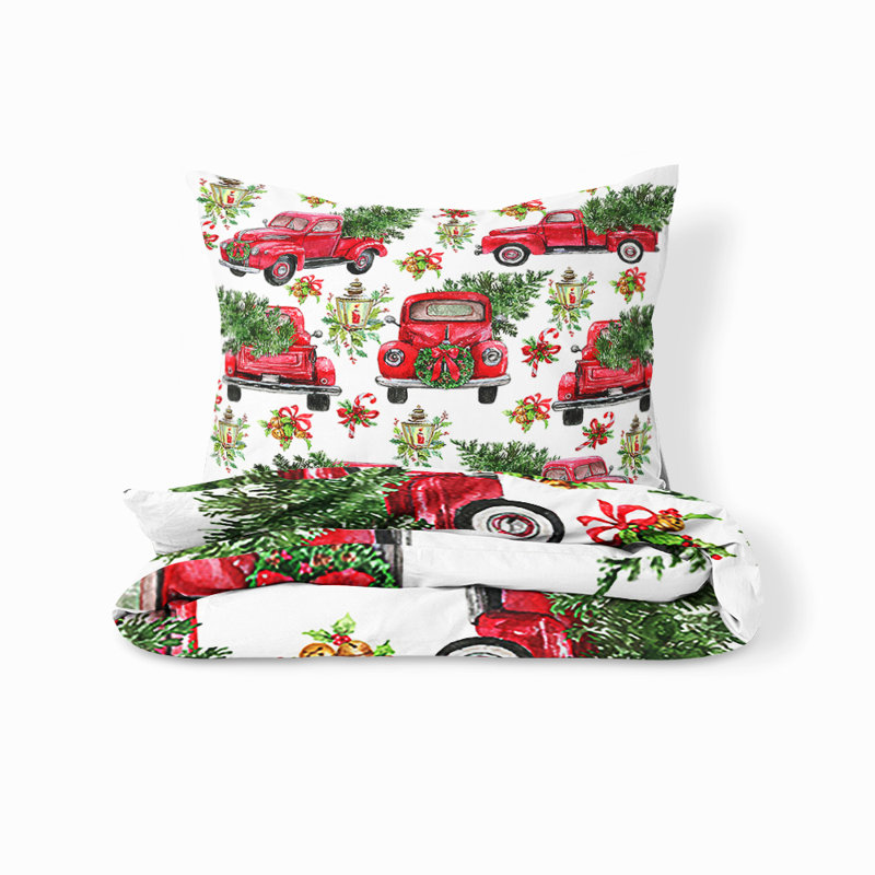 Ensemble de housse de couette camion et arbre de Noël, Housse de couette très grand et 2 taies