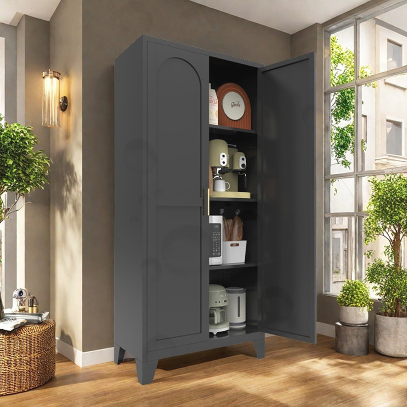 Armoire de rangement en métal avec serrure, Noir