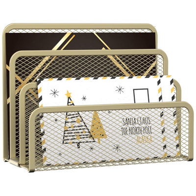 Metal Desk Mail Organizer With 3-Slot, Letter Sorter Organizer For Home Or Office