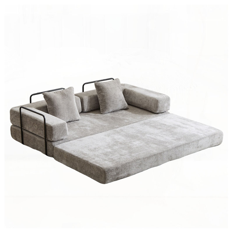 Canapé-lit convertible Chenille, Gris clair