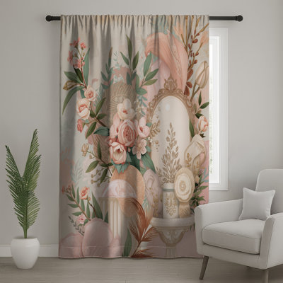 Rideaux élégants à motif floral, voilages et voilages à motif floral - 1 panneau