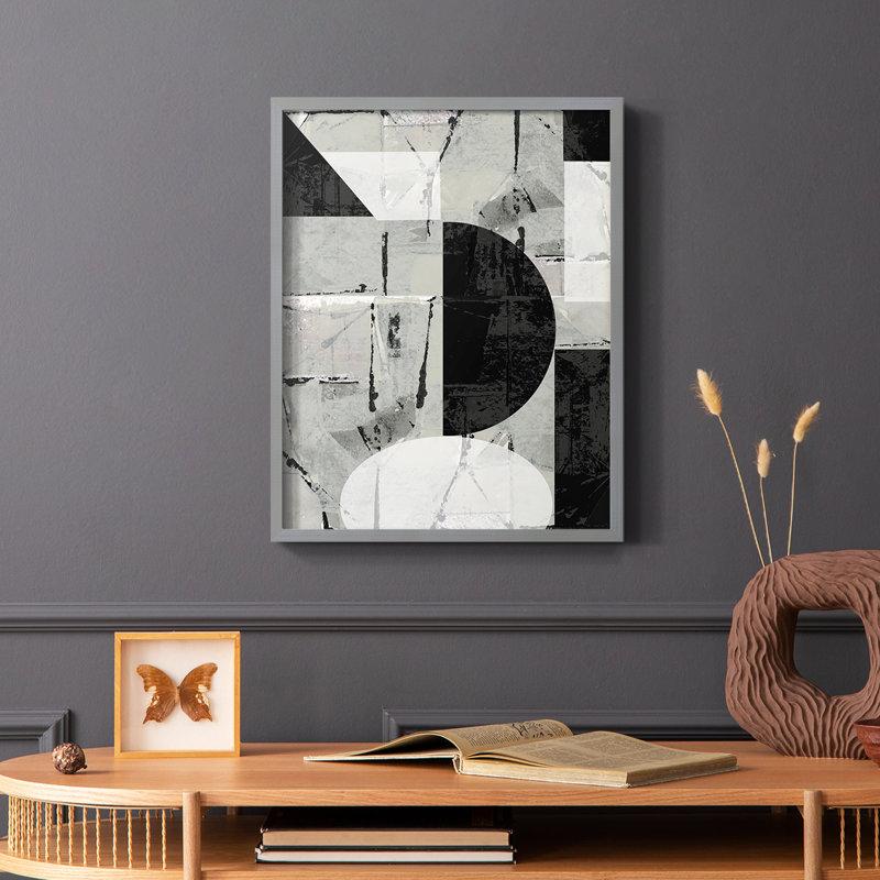 «Abstract Neutralité I», reproduction encadrée - bois massif, H 10 po x l 8 po, Gris