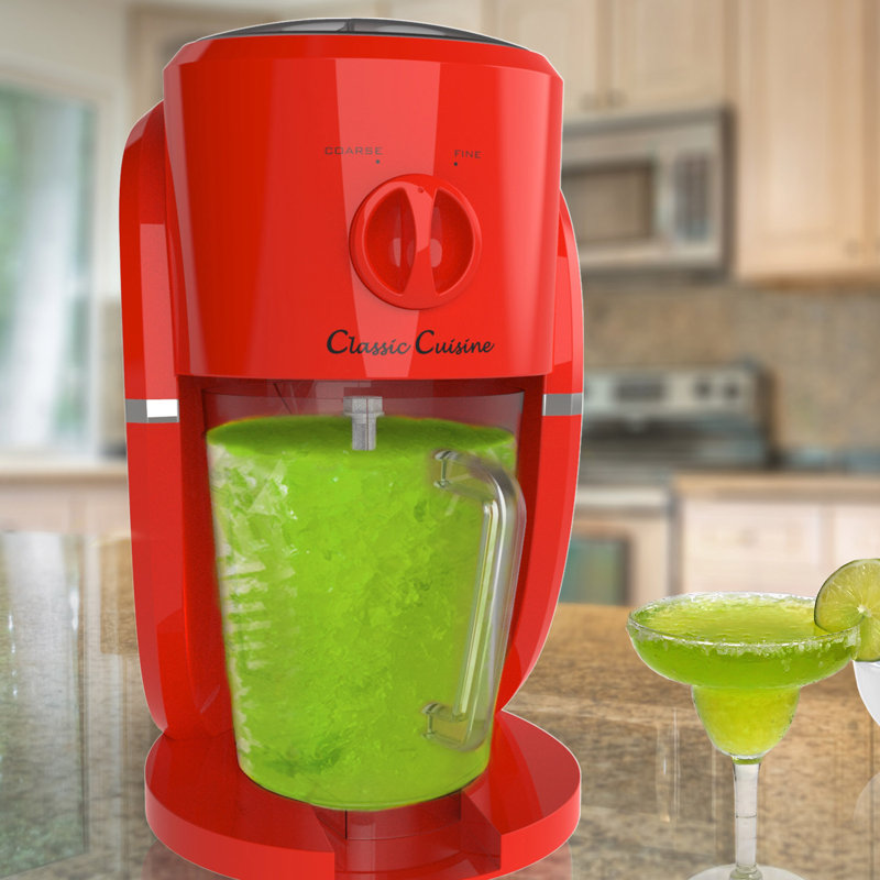 32-Ounce Frozen Drink Maker - Mixer, Blender and Ice Crusher Machine for Margaritas, Pina Coladas, Daiquiris, Shaved Ice Treats, or Slushies by Classic Cuisine (Red)