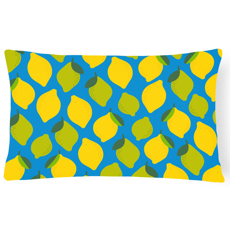 Coussin Lemons and Limes, Bleu
