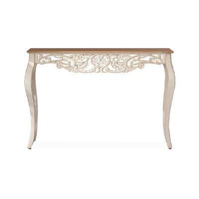 Console rectangulaire en bois manufacturé blanc naturel
