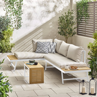 River 2 Seater Garden Sofa Modular Chaise with Coffee Table - Luxury Patio Day Bed (Cover Included)